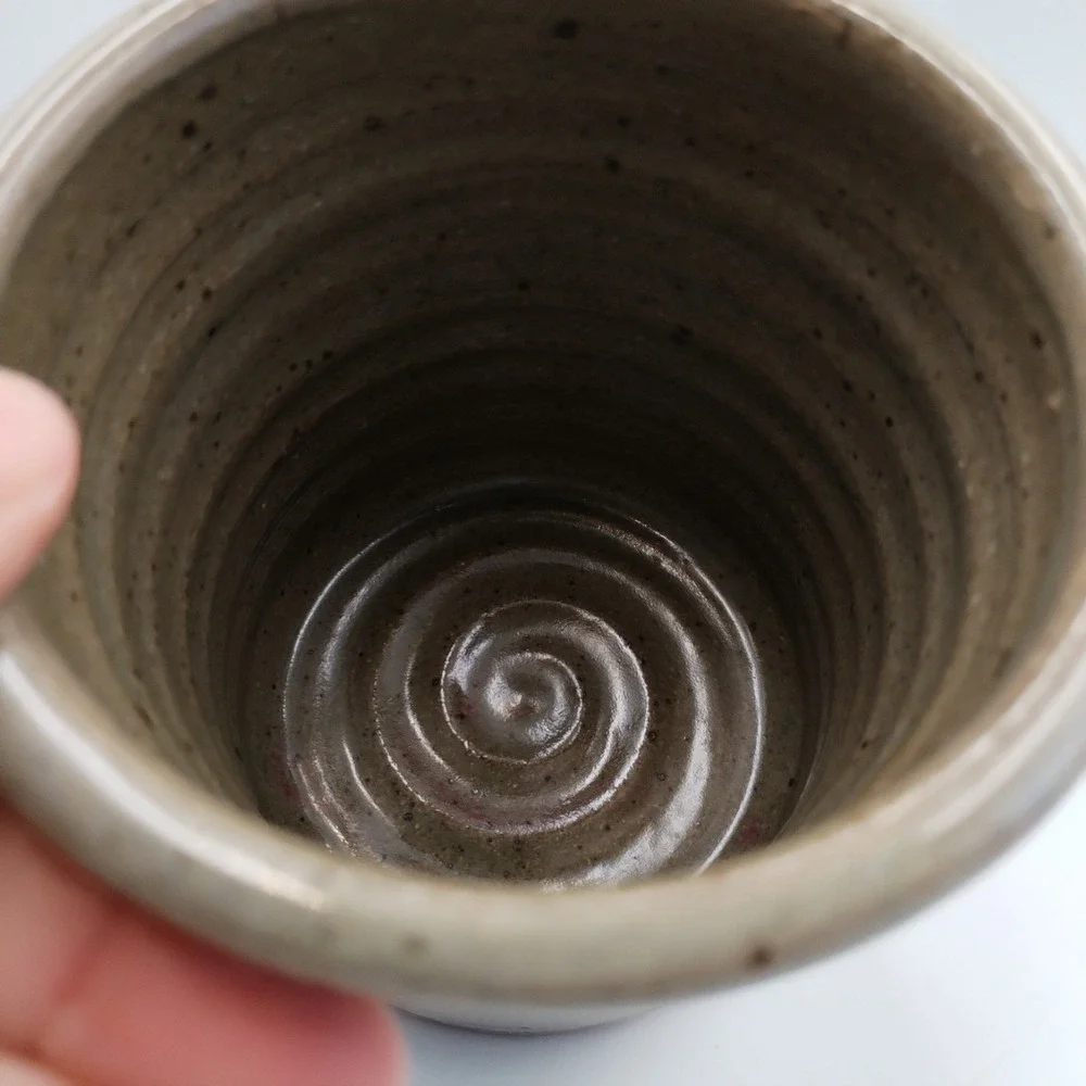 Vintage 1989 Signed Studio Pottery Tumbler Trident Mark PS 89 Stoneware Cup 4